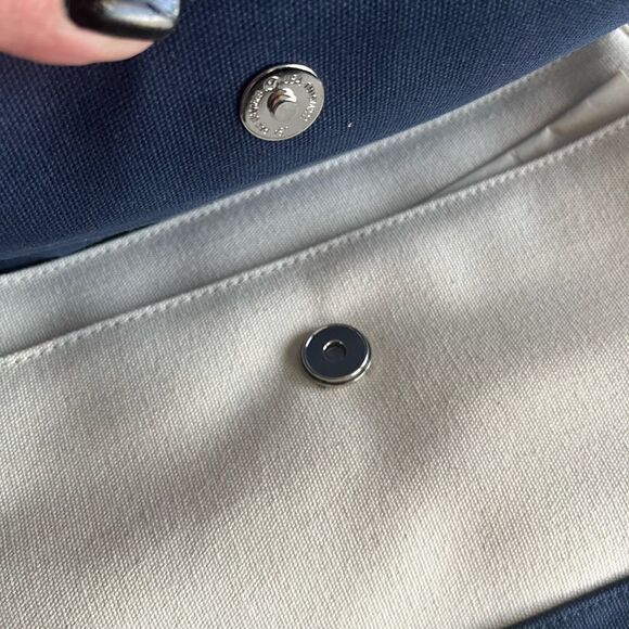 Etienne Aigner Fanvy Navy & Off-white Canvas Shoulder Handbag - Picture 5 of 11